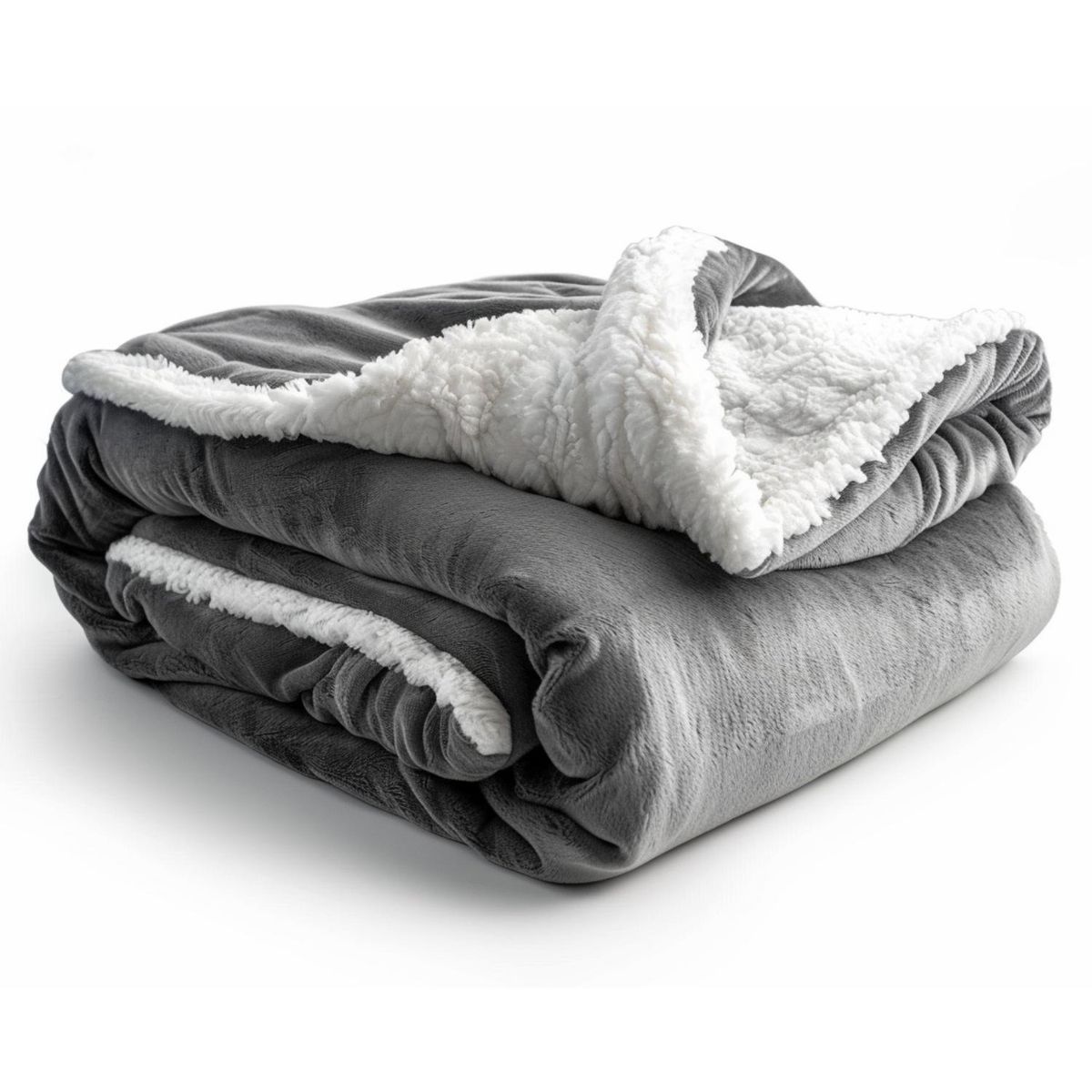 KARYTEX - Cobija Lisa Piel De Durazno Con Ovejera Cama Doble Color Gris
