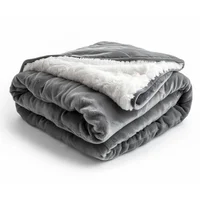Cobija Lisa Piel De Durazno Con Ovejera Cama Sencilla Color Gris