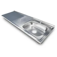 Mesón de Acero Inoxidable con Escurridor Derecho Monocontrol 150x50 Liso Set X 2 Unidades