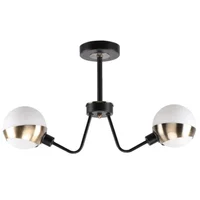 Lámpara De Techo 2 Luces Bronce Antiguo Ikelite Vidrio Campana