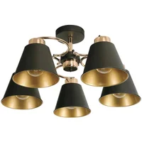 Lámpara De Techo 5 Luces E27 Designers Negro Dorado Francés
