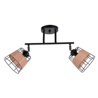 Lámpara De Techo 2 Luces E27 Negro Cromado Ikelite