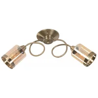 Lámpara De Techo 2 Luces E27 Bronce Antiguo Ikelite Elegante