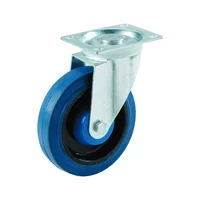 Rueda Elástica Giratoria de Uso Industrial - 10.16 cm, Azul