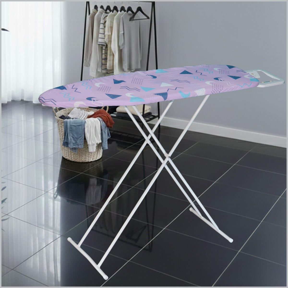 KLEINE WOLKE - Mesa de Planchar Basic Ligth 100x30cm Superficie en Malla de Acero con Altura Regulable y Portaplancha