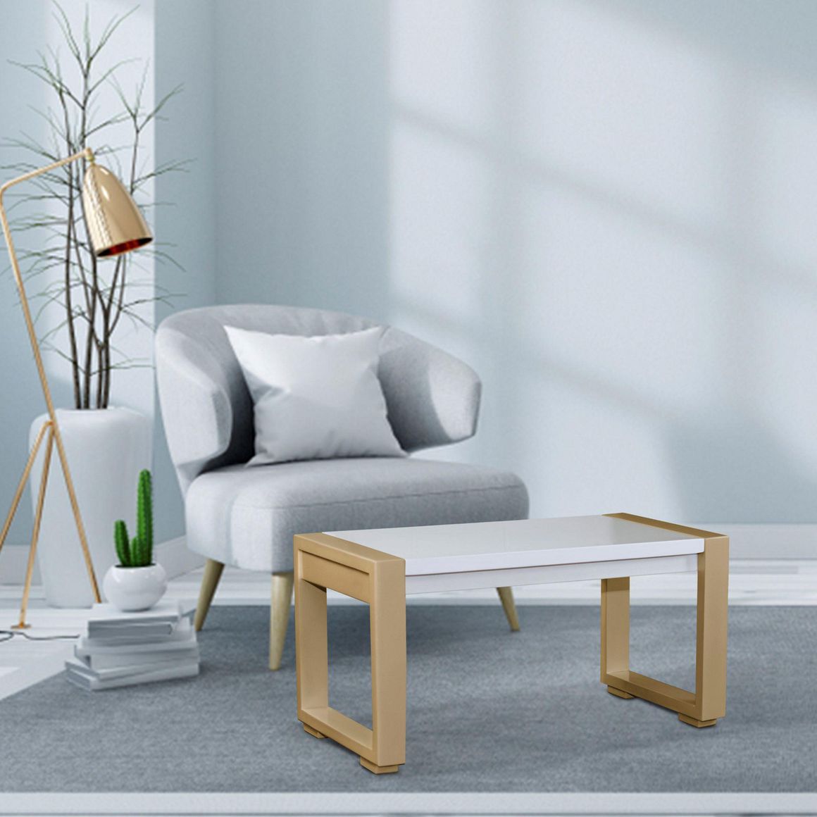 Mesa de Centro Oxford 80X40 Champaña Blanco Perla - Homecenter.com.co