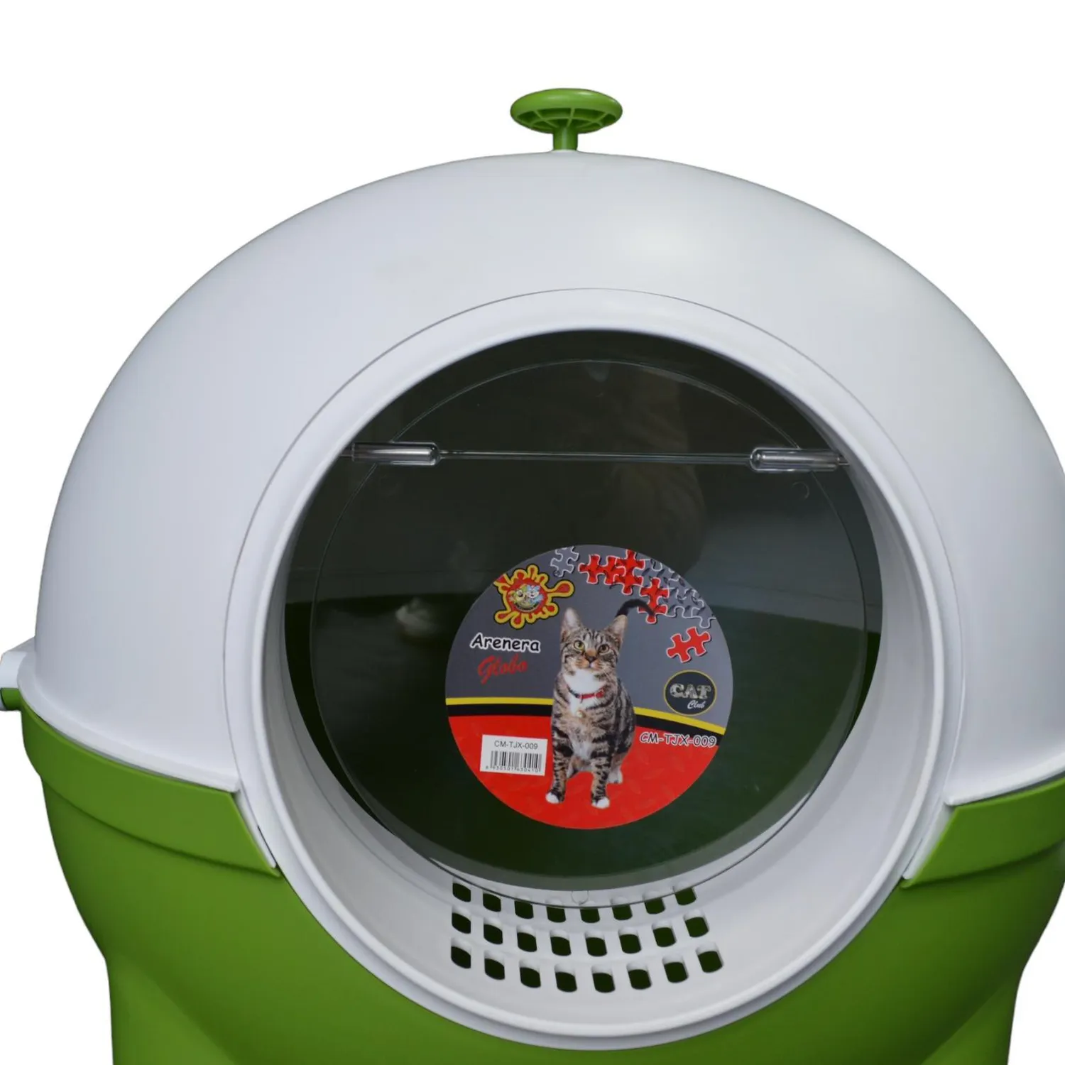 Arenera cubierta plastica globo+pala para gatos verde 53x50cm colmascotas 5