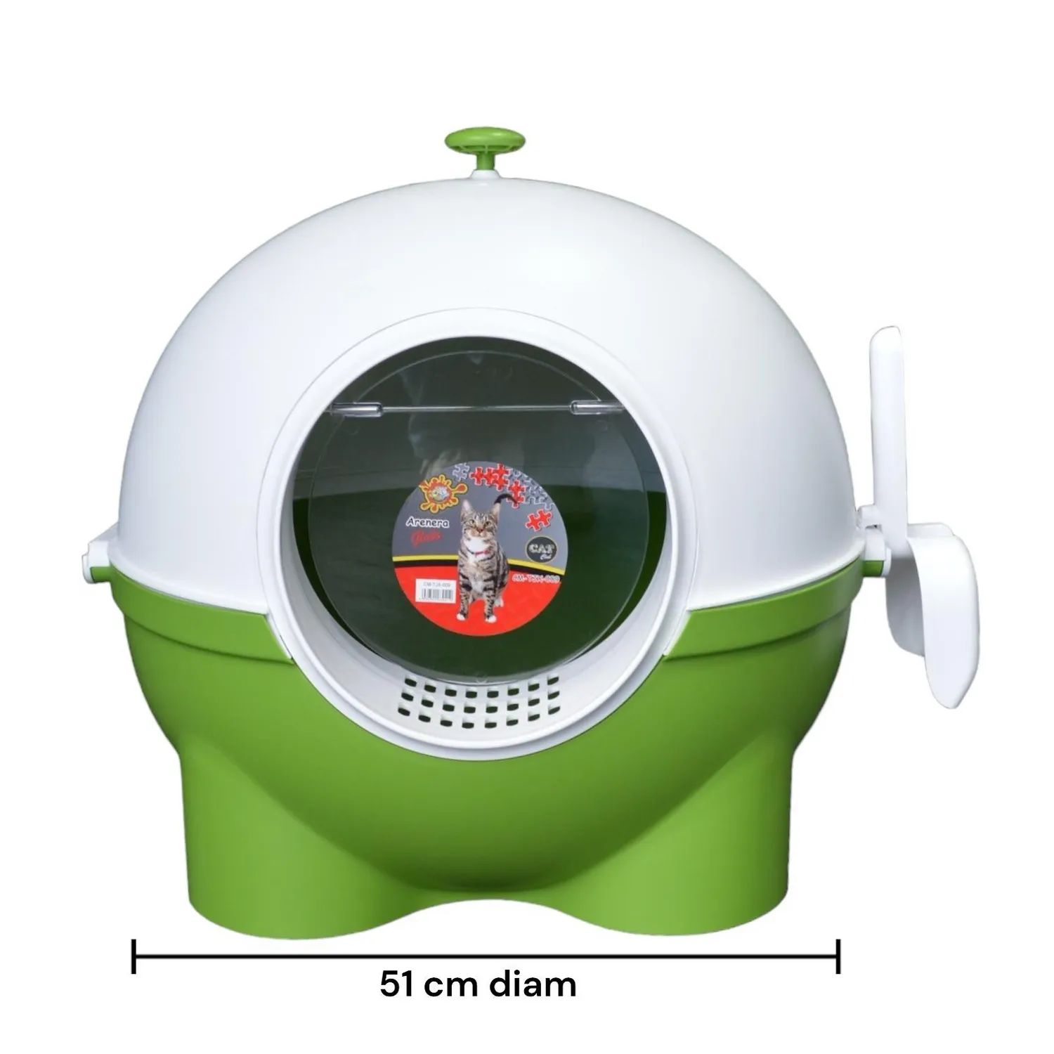 Arenera cubierta plastica globo+pala para gatos verde 53x50cm colmascotas 6