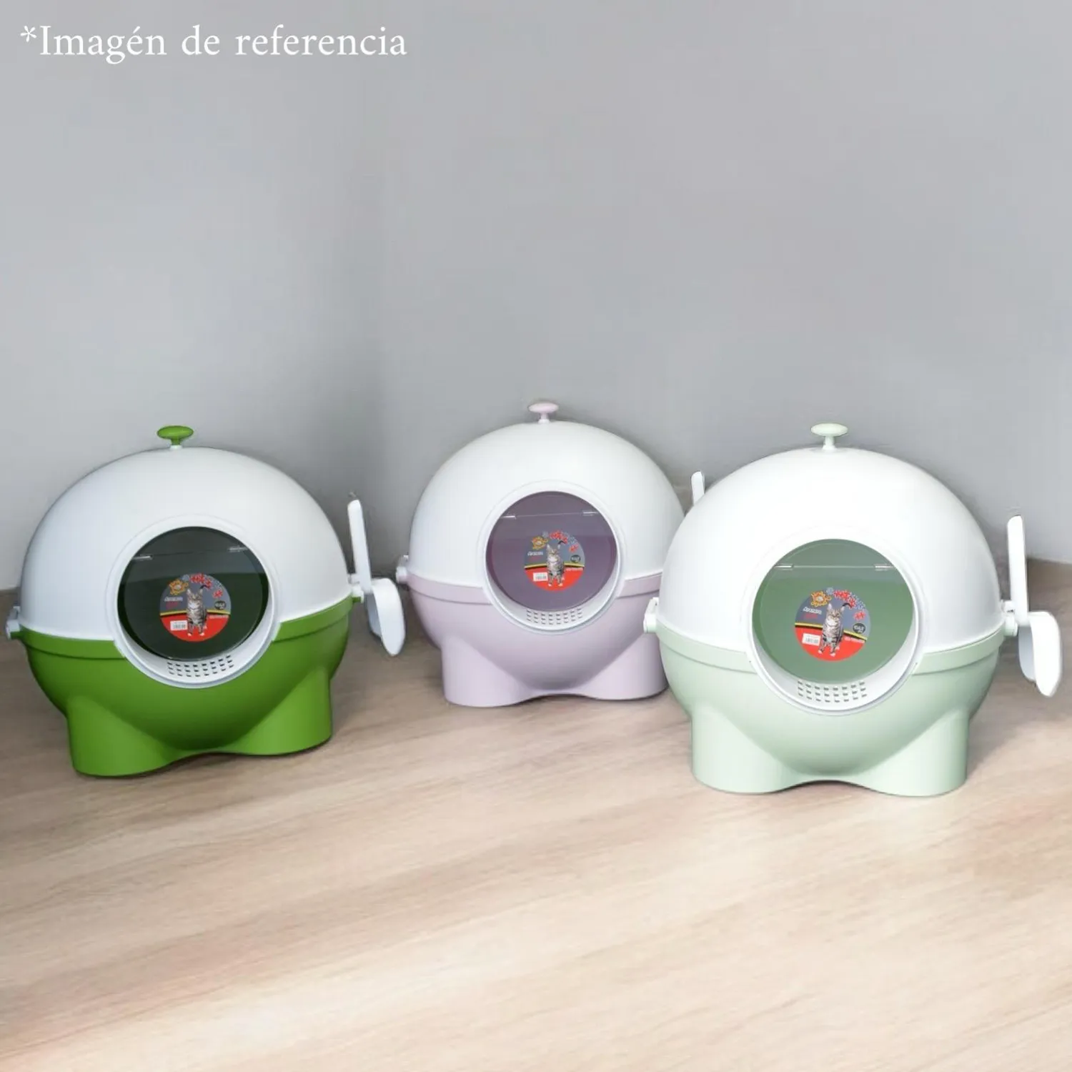 Arenera cubierta plastica globo+pala para gatos verde 53x50cm colmascotas 7