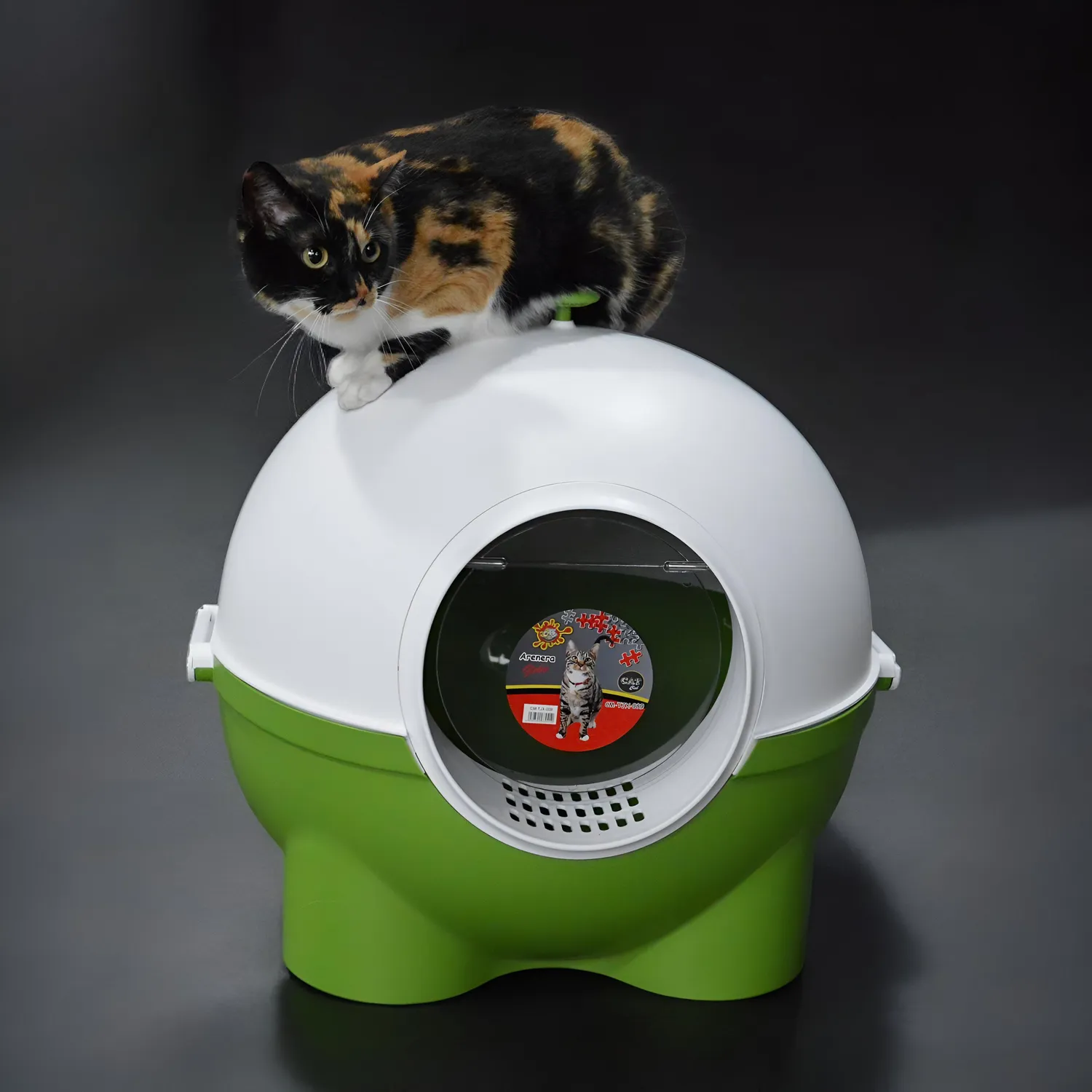 Arenera cubierta plastica globo+pala para gatos verde 53x50cm colmascotas 3