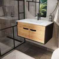 Mueble de Baño Elevado Mesty 40x80x46cm Duna Negro Con Lavamanos Sensi Dacqua