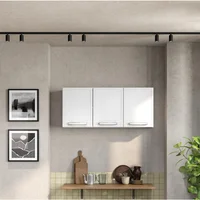 Gabinete Superior De Cocina En Acero 120Cm 3 Puertas Blanco