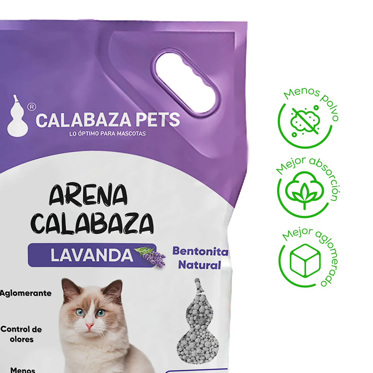 Arena Sanitaria Gato Aglomerante Bentonita Calabaza Lavanda 4.5kg 3