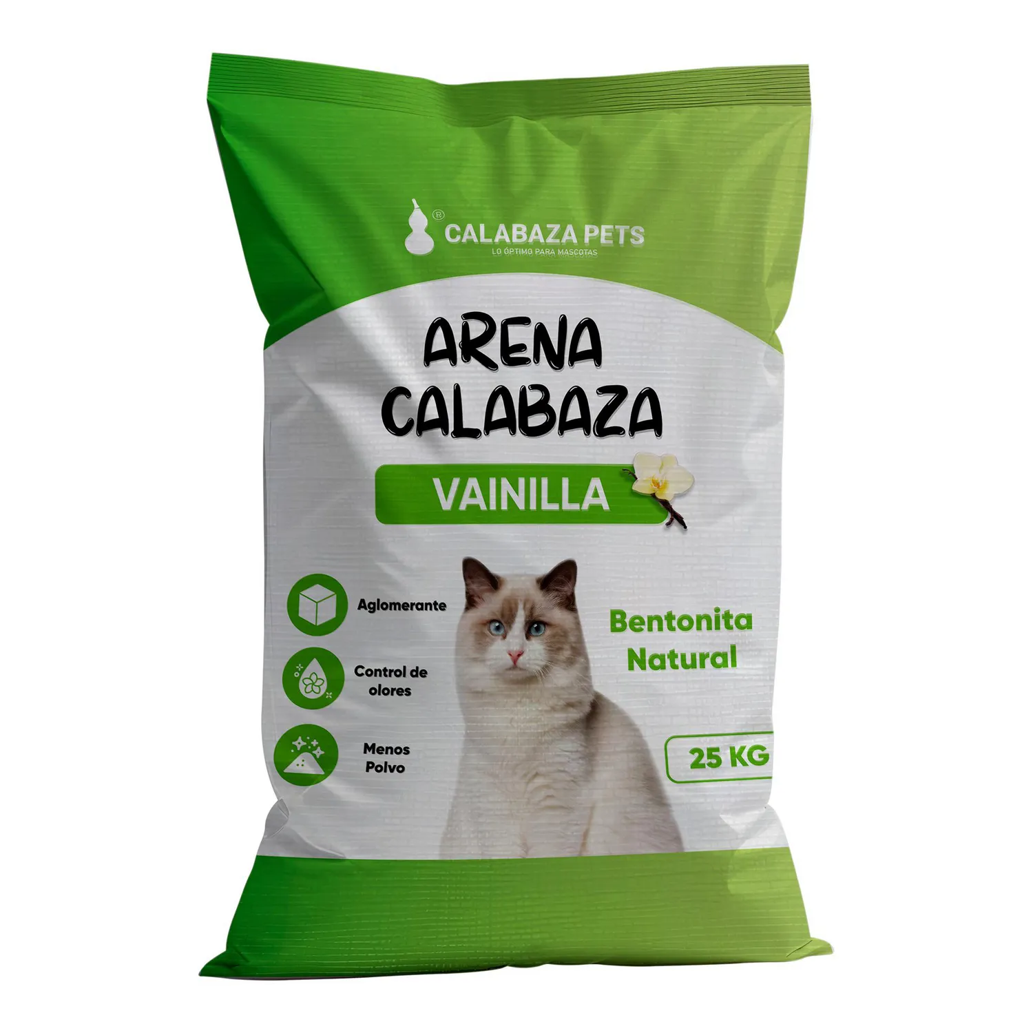 Arena Sanitaria Gato Aglomerante Bentonita Calabaza Vainilla 25kg