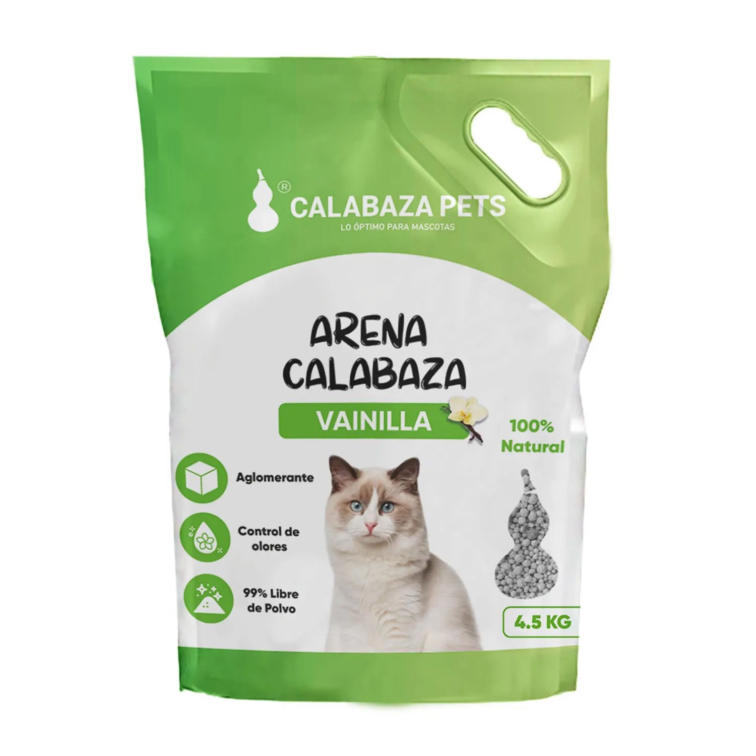 Arena Sanitaria Gato Aglomerante Bentonita Calabaza Vainilla 4.5kg