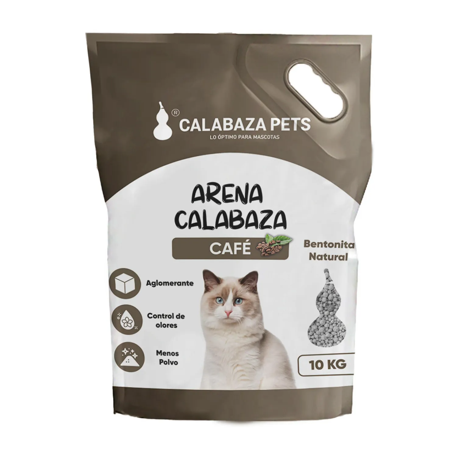 Arena Sanitaria Gato Aglomerante Bentonita  Calabaza Pets Cafe 10 kg