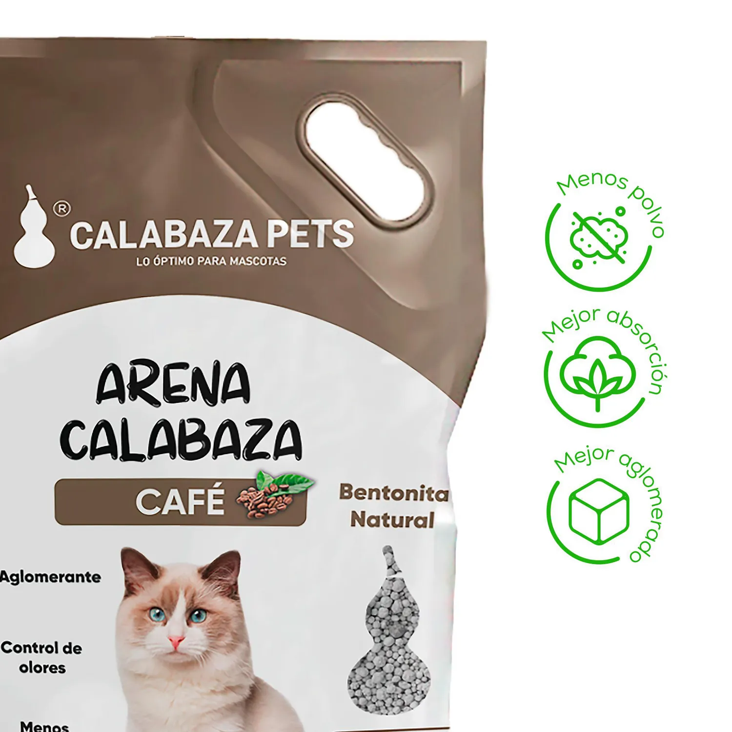 Arena Sanitaria Gato Aglomerante Bentonita  Calabaza Pets Cafe 10 kg 3