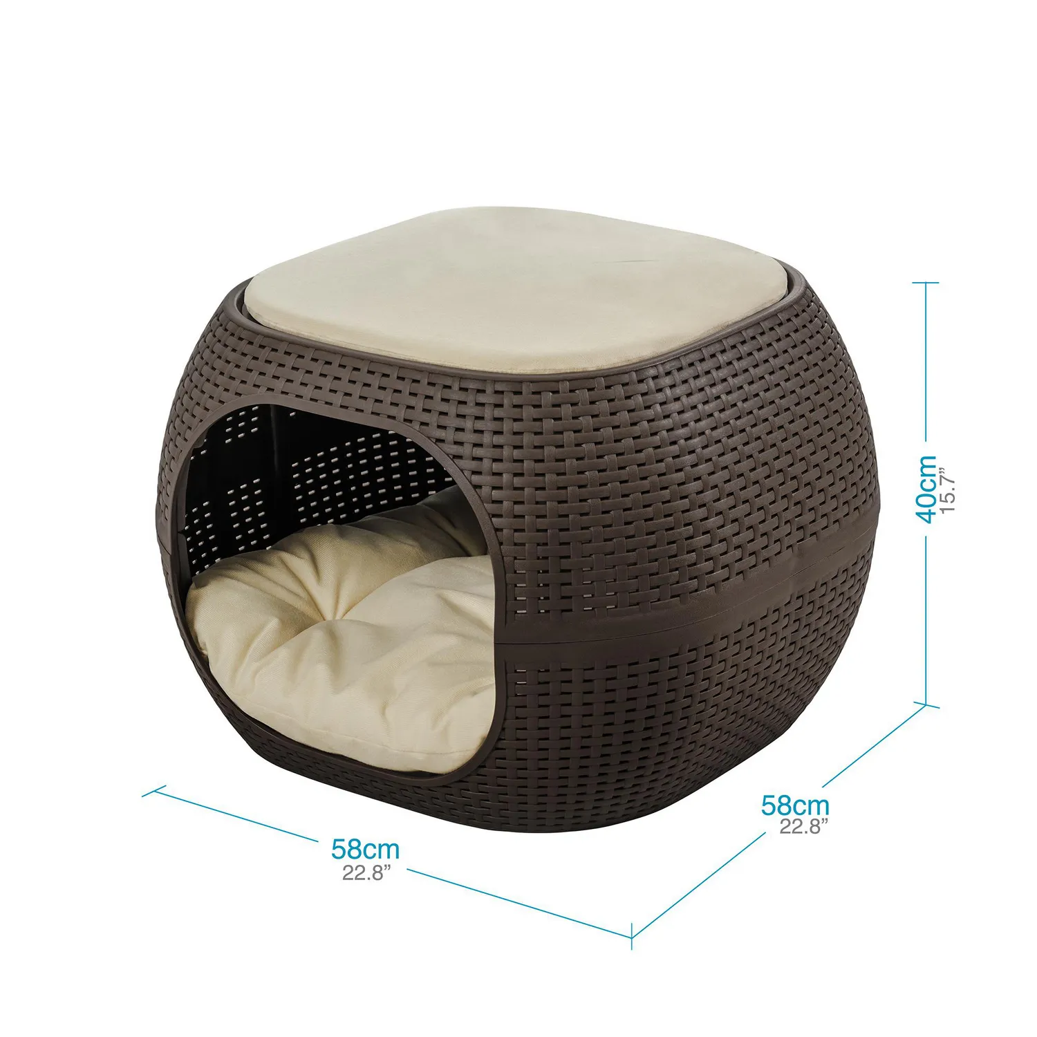 Cama Para Mascotas Ovalada 40x58x58cm Mocca Mq 7