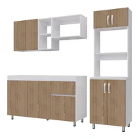Cocina Integral Rosy 210Cm Sin Mesón Con Locero Y Porta Vasos + Alacena Rovere