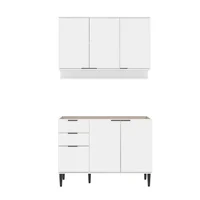 Cocina Integral En Mdp 120Cm Sin Mesón 6 Puertas Blanco Y Gris