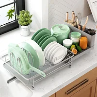 Escurridor de Platos Extensible en Acero Inoxidable con Soportes Desmontables