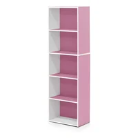 Biblioteca Vertical de Cinco Niveles Reversible en Blanco con Rosa para Espacios Creativos