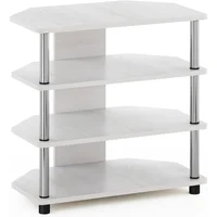 Soporte para Televisor Furinno Roble Blanco con Tubos Cromados y Diseño Compacto