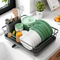 Escurridor Compacto de Platos con Porta Cubiertos y Base Antideslizante