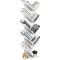 Biblioteca Furinno de Nueve Niveles con Diseño de Árbol en Madera Laminada Blanca