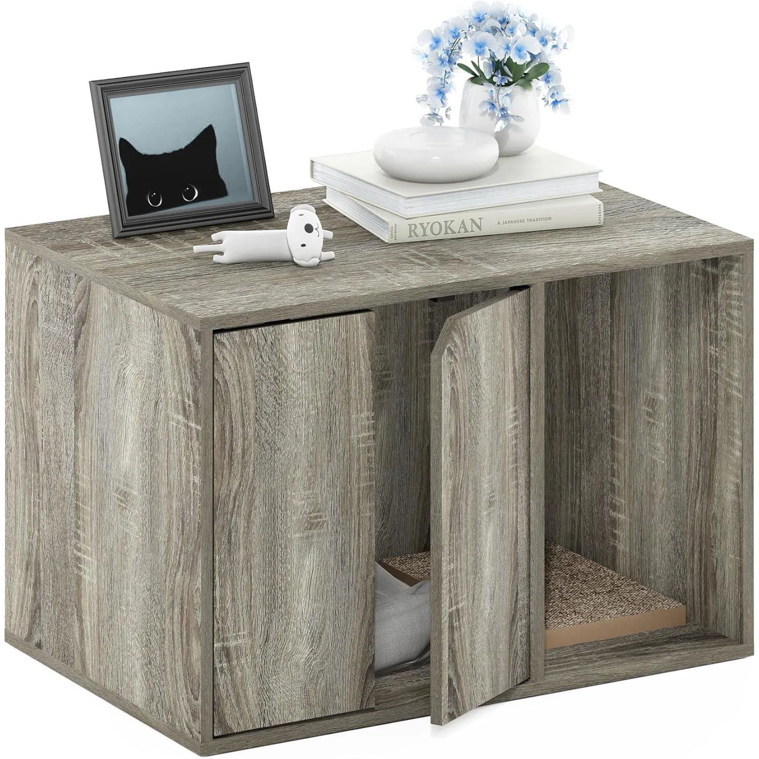 Caja Furinno con Apertura Superior y Diseño Multifuncional para Gatos 5