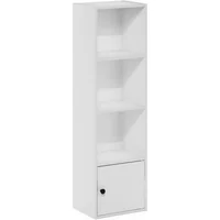 Biblioteca de Cuatro Compartimientos con Gabinete Inferior en Color Blanco