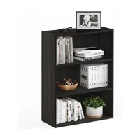 Biblioteca de Tres Niveles con Diseño Moderno en Color Negro Madera