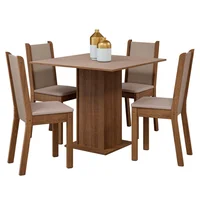 Juego de Comedor Briana con 4 Sillas Marrón/Crema/Beige