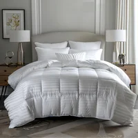 Plumón Sateen Stripe + 2 Fundas Queen Blanco Set X 24 Unidades
