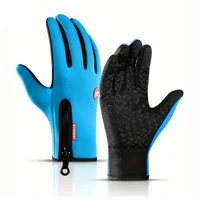 Guantes Táctiles Invierno Semi Impermeables Azul Claro L