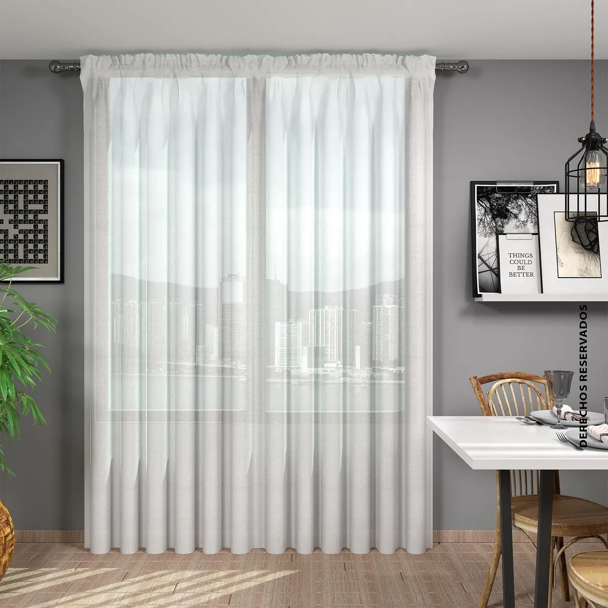 REGGIA - Cortina De Velo Suizo 280X220 Cm Blanco