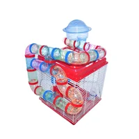 Jaula Hamster Grande Rueda Casa Fresa Comedero Bebedero Tuberia Adicional