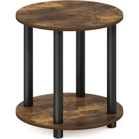 Mesa Auxiliar Redonda de Madera de 2 Niveles
