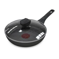 Sartén en Aluminio Alto 20 cm Antiadherente Libre de PFOA Negro Efecto Piedra Tapa de Vidrio Hard Titanium Imusa