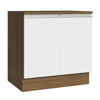 Mueble De Cocina Bajo 2 Puertas Glamy 80 Cm Marrón/Blanco