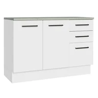 Mueble de Cocina Bajo Agata 1.20 m 2 Puertas 3 Cajones con Encimera Blanco