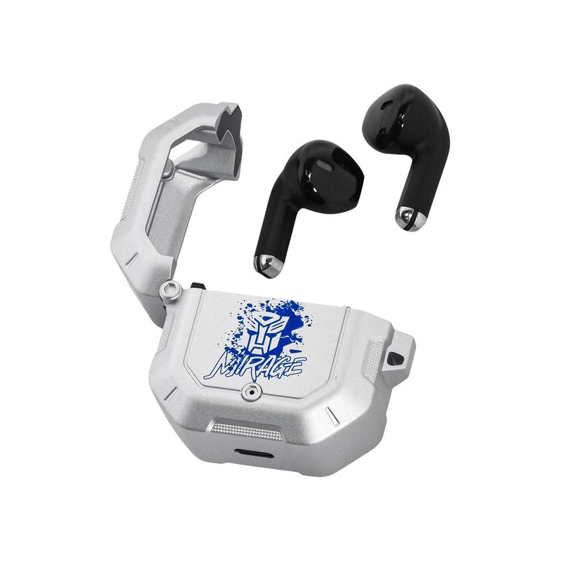 Audífonos Tws Case Metálico Silver Licencia Trans TRANSFORMERS