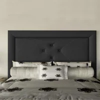 Cabecero Queen 160X150 Iowa Lujo de Piso Negro Microfibra