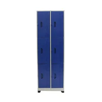 Locker 6 Puestos Gris Puertas Azul 80 kg Set X 3 Unidades