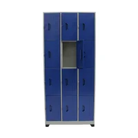 Locker 12 Puestos Gris Puertas Azul 80 kg Set X 5 Unidades