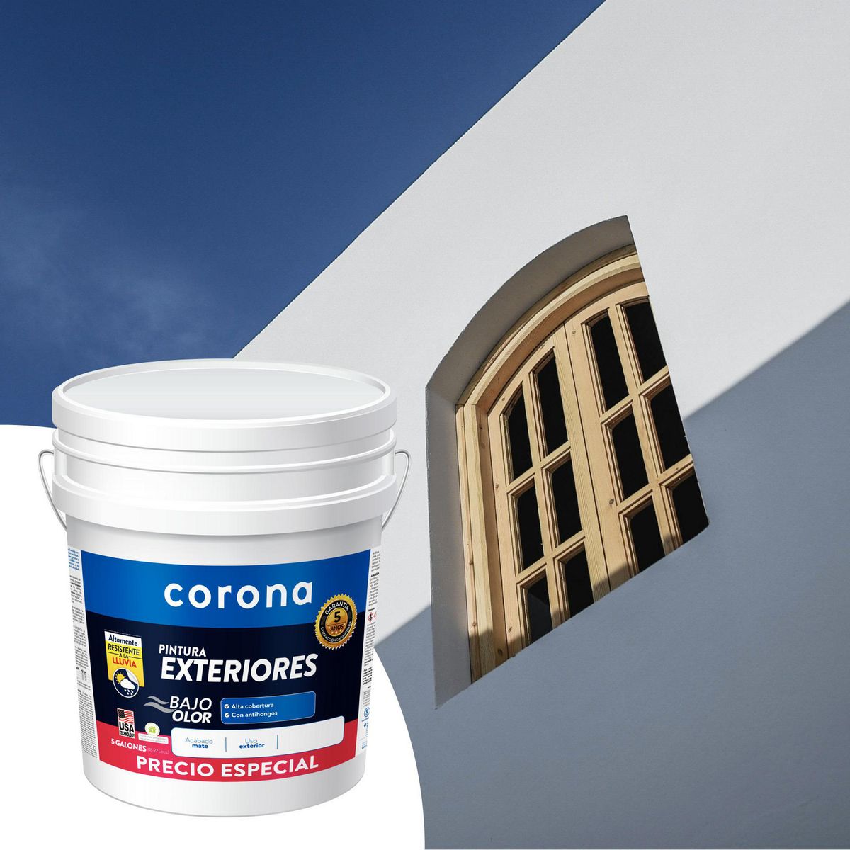 CORONA - Pintura Corona Exterior Blanco Promoción 5 Galones