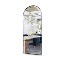 Espejo Cuerpo Entero De Piso Marco Metal 70X170 Cm Negro
