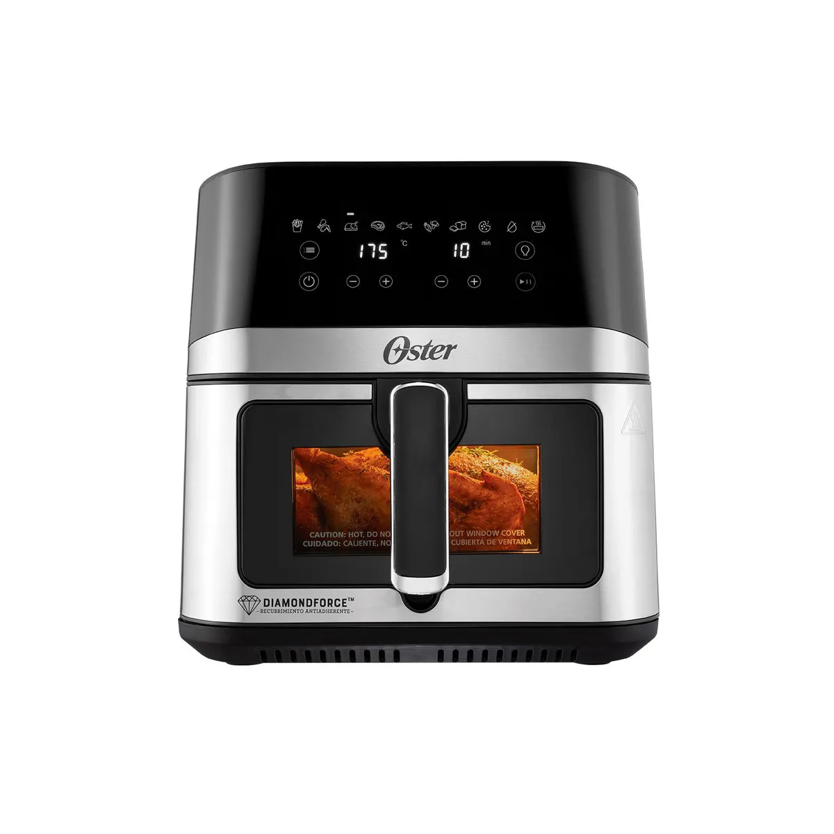 OSTER - Freidora de Aire Digital, Recubrimiento Oster DiamondForce, con Ventana y Luz Interna, 7.5 Litros de Capacidad, con 10 Programas Automáticos