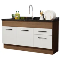 Mueble De Cocina Bajo Agata 150 Cm Marrón/Blanco