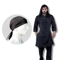 Uniforme Chef Chaqueta Negra Pantalón Negro Delantal Peto Negro Obsequio Cofia Negra Hombre M